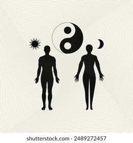 Minimalistic background creative abstract artwork vector. Creative artwork with human silhouette. Design for Template ,card, poster, banner, print for t-shirt, pin, badge, patch.