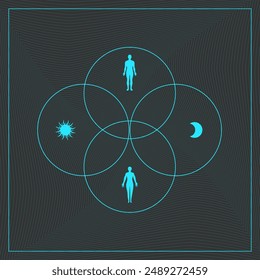 Fondo minimalista Vector de arte abstracto creativo. Obra de arte creativa con silueta humana. Diseño para Plantilla, tarjeta, póster, Anuncio, impresión para camiseta, pin, insignia, parche.