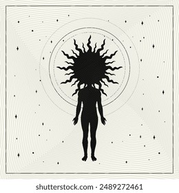 Minimalistic background creative abstract artwork vector. Creative artwork with human silhouette. Design for Template ,card, poster, banner, print for t-shirt, pin, badge, patch.