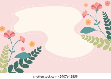Minimalistischer Hintergrund mit zarten Blumen. Vorlage in Pastellfarben mit Blumen. Vektorgrafik.