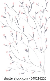 Minimalistic background - tree branch with little flowers