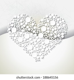Minimalistic background with white origami paper heart. Eps10