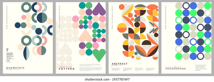 Minimalistic backgrounds. Vector geometric abstract illustrations. A set of vector illustrations. Vintage style. Perfect for painting, poster, billboard or cover art. 