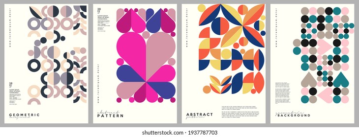 Minimalistic backgrounds. Vector geometric abstract illustrations. A set of vector illustrations. Vintage style. Perfect for painting, poster, billboard or cover art. 