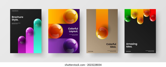 Minimalistic banner A4 vector design layout composition. Isolated realistic spheres postcard template collection.