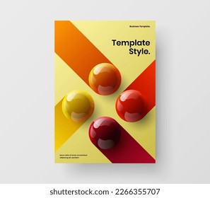 Minimalistic banner A4 vector design layout. Creative 3D balls booklet concept.