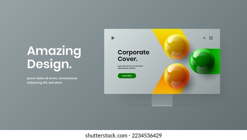 Minimalistic banner design vector concept. Isolated desktop mockup site layout.
