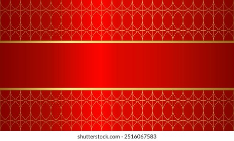 Minimalistisches Banner, Vorlage mit abstraktem Muster aus goldener Spitze auf roter Seide, satin Hintergrund, Farbverlauf, VIP, Premium, Luxus, Poster, Neujahr. Vektor-EPS10 1920*1080