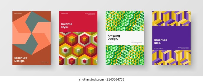 Minimalistic banner vector design template collection. Abstract mosaic shapes cover concept set.