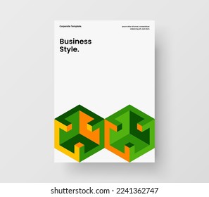 Minimalistic banner vector design template. Vivid mosaic tiles flyer concept.