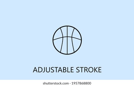 minimalistic basketball icon, logo or symbol with fully ajustable strokes