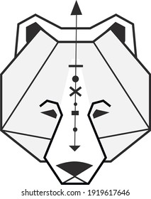 Minimalistic bear in scandinavian style line art style.