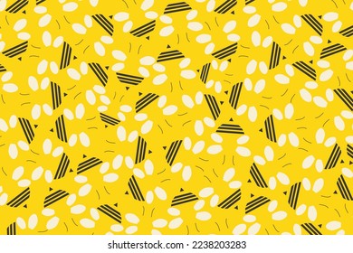 Minimalistic Bee Patterned Background. Yellow Bees. Vector Illustration. EPS 10.