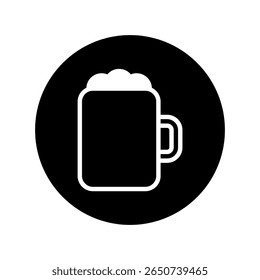 A minimalistic beer icon design displaying a full glass of beer with thick foam circle