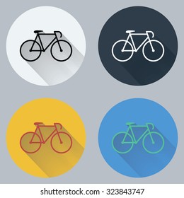 Minimalistic bicycle icon. Set of flat bicycle icons or signs. Clean vector illustration.