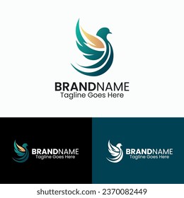 Minimalistic Bird Logo Design Vector, Bird Flying Logo Design