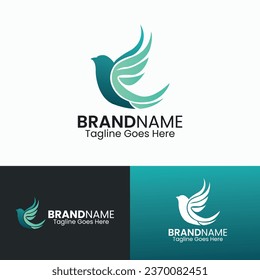 Minimalistic Bird Logo Design Vector, Bird Flying Logo Design