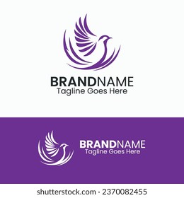 Minimalistic Bird Logo Design Vector, Bird Flying Logo Design