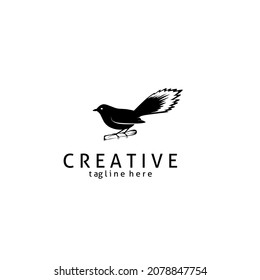minimalistic bird logo silhouette, vector illustration on a white background,