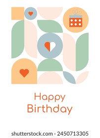 Minimalistic Birthday greeting card with geometric pattern.