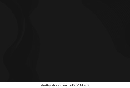 Minimalistic black abstract design with smooth waves and curved layers, perfect for elegant and modern digital backgrounds.