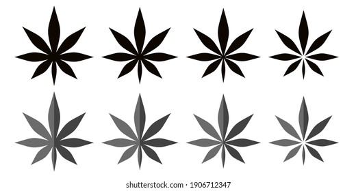 Icono de ilustración de vectores de hoja plana de cannabis con abstracto negro mínimo