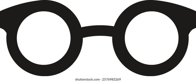 Minimalistic black circular glasses illustration, ideal for comedic, disguise, or quirky design themes.