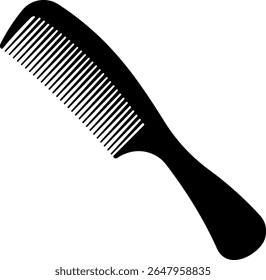 Pente preto minimalista com uma alça sólida, silhueta limpa sem fundo. Ideal para temas de design de barbearia, higiene pessoal e cuidados com o cabelo.