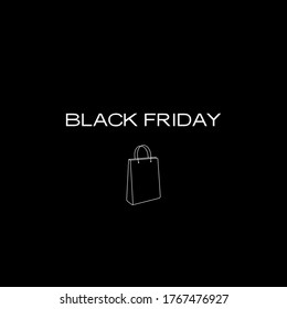 Afiche minimalista del viernes negro con una bolsa de compras