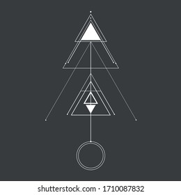 Minimalistic black, grey and white composition of lines and shapes. Abstract tattoo or background as a design element. EPS 10. Sticker
