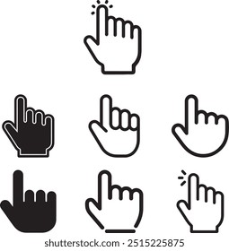A minimalistic black hand icon representing a touch gesture. The index finger is extended and slightly bent, as if touching a screen or surface, with the rest of the fingers relaxed. 