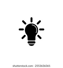 Minimalistic black light bulb icon symbolizing creativity and innovation.