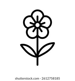 A minimalistic black lotus flower icon with symmetrical petals and a vertical stem.