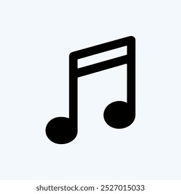 A minimalistic black music note icon on a light background representing audio, music, and sound concepts. Perfect for music apps, educational materials, or creative projects.