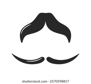 Minimalistic black mustache and hair silhouette on a white background. Creative element for design, barber shop logo, men s grooming concept. Vector illustration