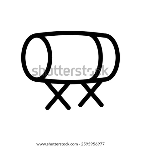 A minimalistic black outline icon of a bedug drum. Represents Islamic traditions, prayer calls, and Ramadan, symbolizing the announcement of iftar, Suhoor, and communal worship.