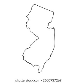 Minimalistic black outline map of New Jersey state, isolated illustration