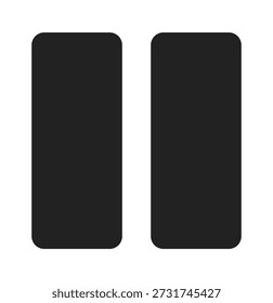 Minimalistisches schwarzes Pausensymbol, das eine Unterbrechung oder einen Stopp der Aktivität darstellt.