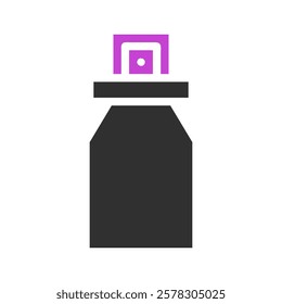 A minimalistic black and purple spray bottle icon