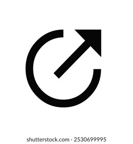 Minimalistic black refresh icon depicted on a white background.