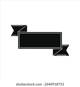 Minimalistic black ribbon design without any text, isolated on a clean white background. Perfect for use in web design, marketing banners, promotional badges, and graphic decoration. The simple and ve