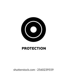 A minimalistic black shield icon symbolizing protection, resistance, and safety in medieval battles, representing knightly defense and antique warfare.