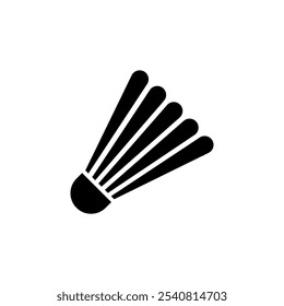 Minimalistic black silhouette icon of a badminton shuttlecock, perfect for sports and fitness designs.