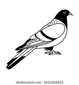 Minimalistic black silhouette logo of a bird on white background 
