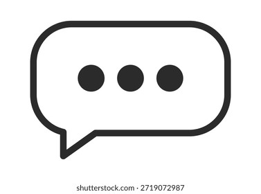 Minimalistische schwarze Sprechblase mit drei Punkten, die eine Unterhaltung symbolisiert oder auf eine Antwort wartet.