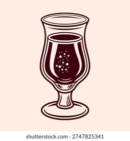 Minimalistic black vector illustration of cocktail in a hurricane glass. Modern clean design, perfect for summer drinks, beach parties, bar menus, vacation themes