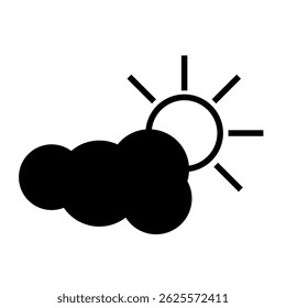 Minimalistic black weather icon showing a sun partially covered by a cloud.