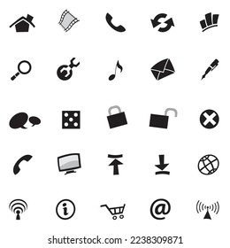 Minimalistic Black Web Icons isolated on a White Background