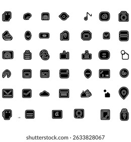 Minimalistic black web interface icons on white background in outlined style. 
