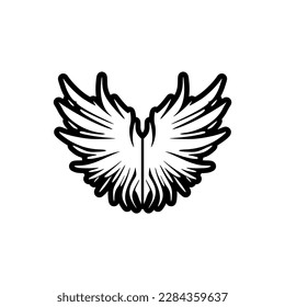 ﻿A minimalistic black and white angel wings logo, in vector format.